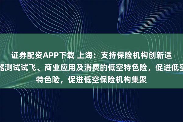 证券配资APP下载 上海：支持保险机构创新适用于低空航空器测试试飞、商业应用及消费的低空特色险，促进低空保险机构集聚